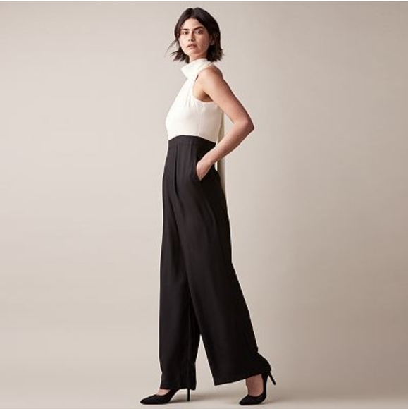 6 JW Jason Wu Black White Colorblock Halter Jumpsuit - Picture 1 of 7